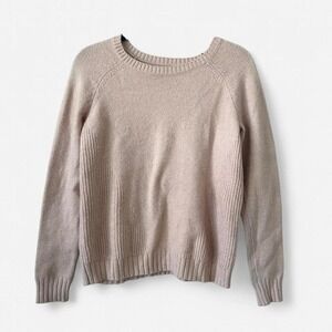 Bass Maine USA Knit Sweater Small Blush Pink Good Ribbed Raglan Scoop Neck